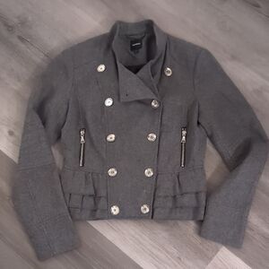 Express Women's Jacket w/ Silver Embellishments And Ruffle Bottom, Size Small